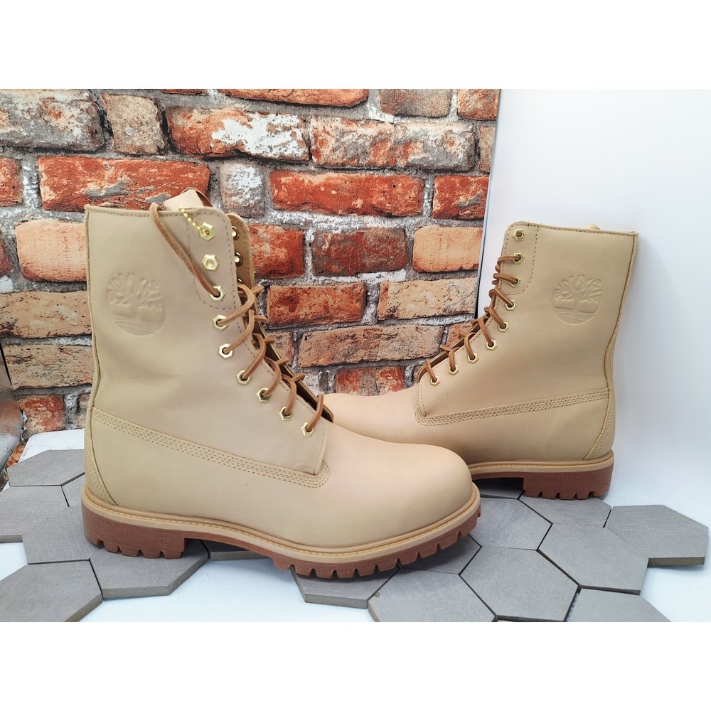 Timberland Heritage 8" Waterproof Boots Medium Beige Full Grain Leather Men's 11 - Picture 3 of 10